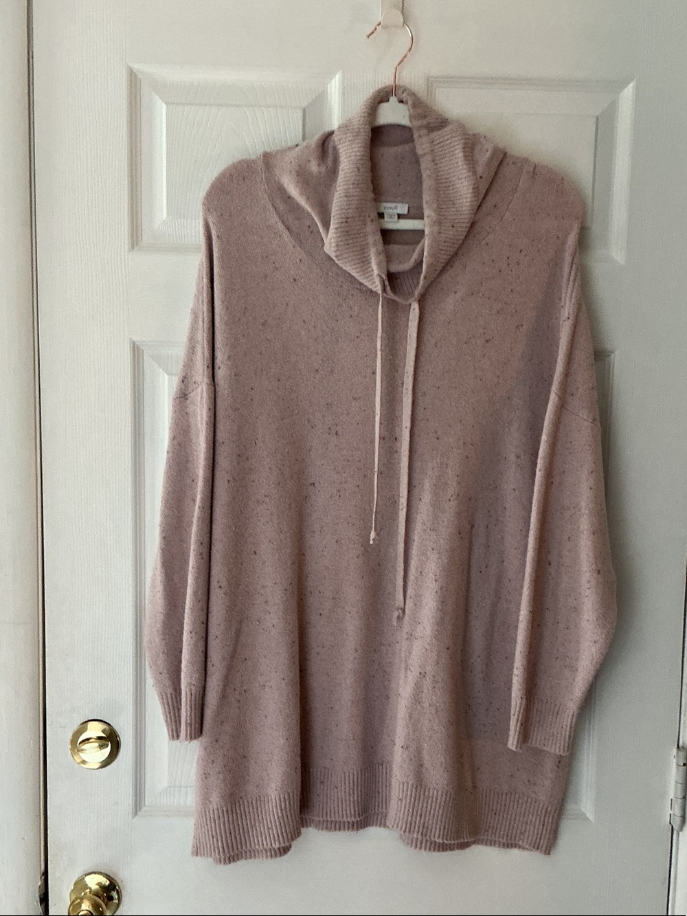 Cozy Oversized Cowl-Neck Sweater Hoodie - Blush Pink